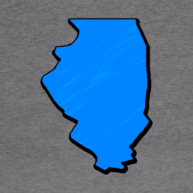 Bright Blue Illinois Outline by Mookle